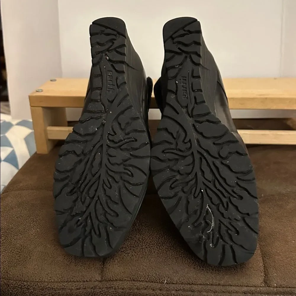 Black Earth Cross Wedge Women Shoes